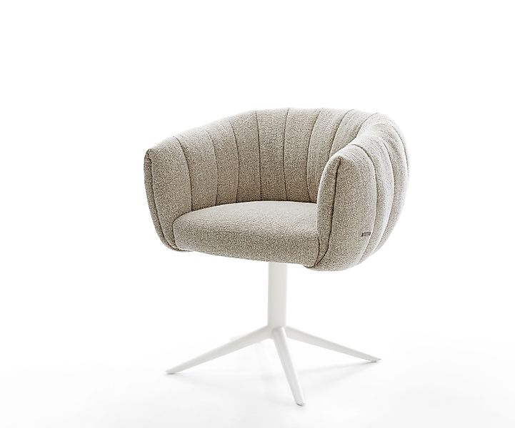 Drehstuhl Jada-Flex Webstoff Soft Beige Fußkreuz Weiß 360° drehbar Wippfunk günstig online kaufen