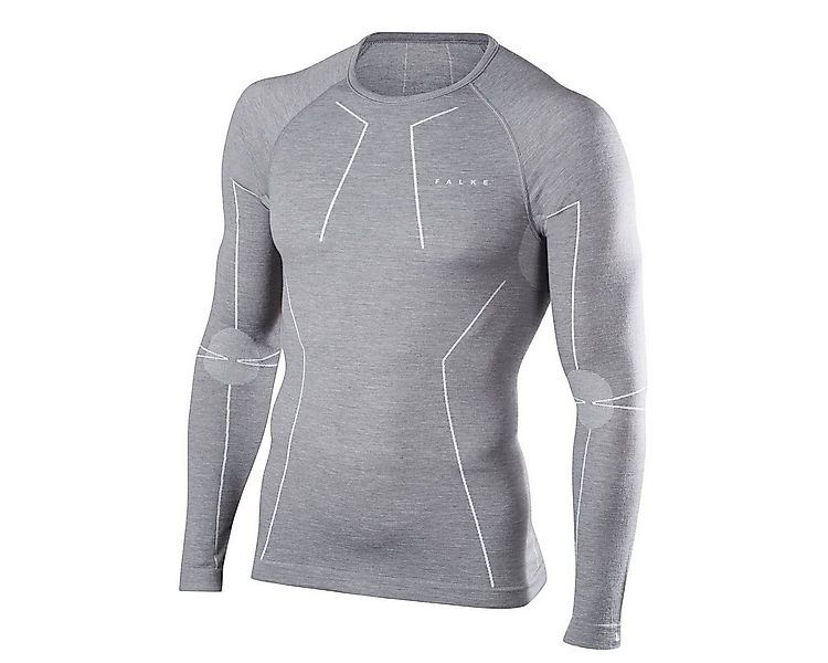FALKE Langarmshirt Wool Tech (Merinowolle) Unterwäsche grau Herren günstig online kaufen