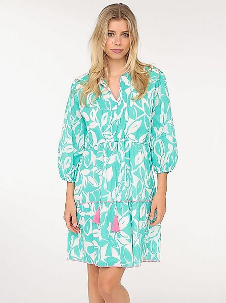 Zwillingsherz Sommerkleid "Blätter Zweifarbig" mit Tasseln und kontrastfarb günstig online kaufen