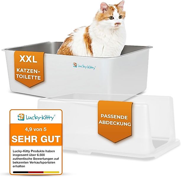 Lucky-Kitty Katzentoilette XXL Katzenklo aus Edelstahl mit Deckel absolut a günstig online kaufen