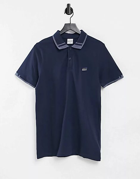 Jack & Jones Core – Polohemd mit Kontrastkragen in Marineblau günstig online kaufen