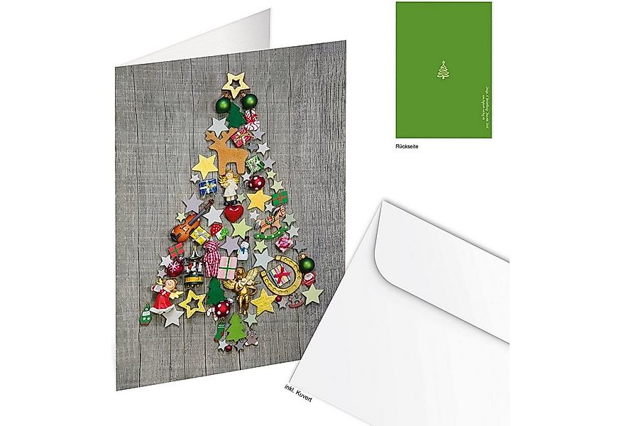 Logbuch-Verlag Dekofigur 3 Weihnachtskarten mit Weihnachtsbaum Motiv grün g günstig online kaufen