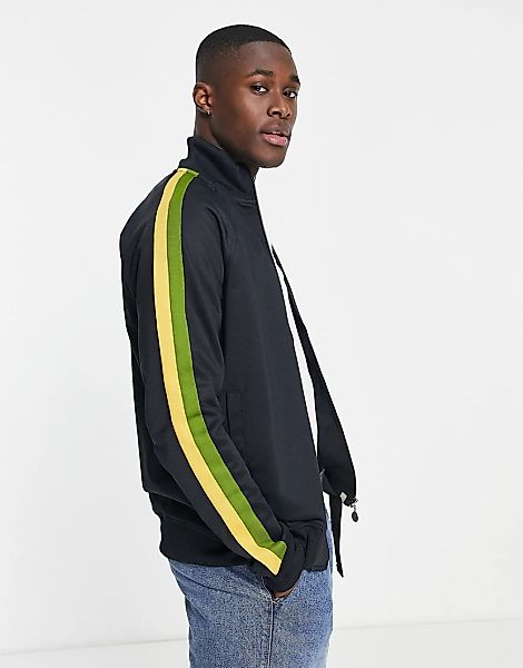 Pretty Green – Trainingsjacke in Schwarz mit Zierstreifen günstig online kaufen