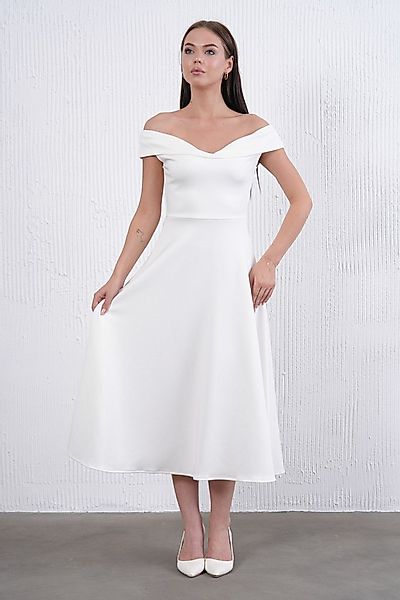 WOMAN VISION Minikleid Damen Trägerloses Kuss Hals Stretch Scuba Stoff Midi günstig online kaufen
