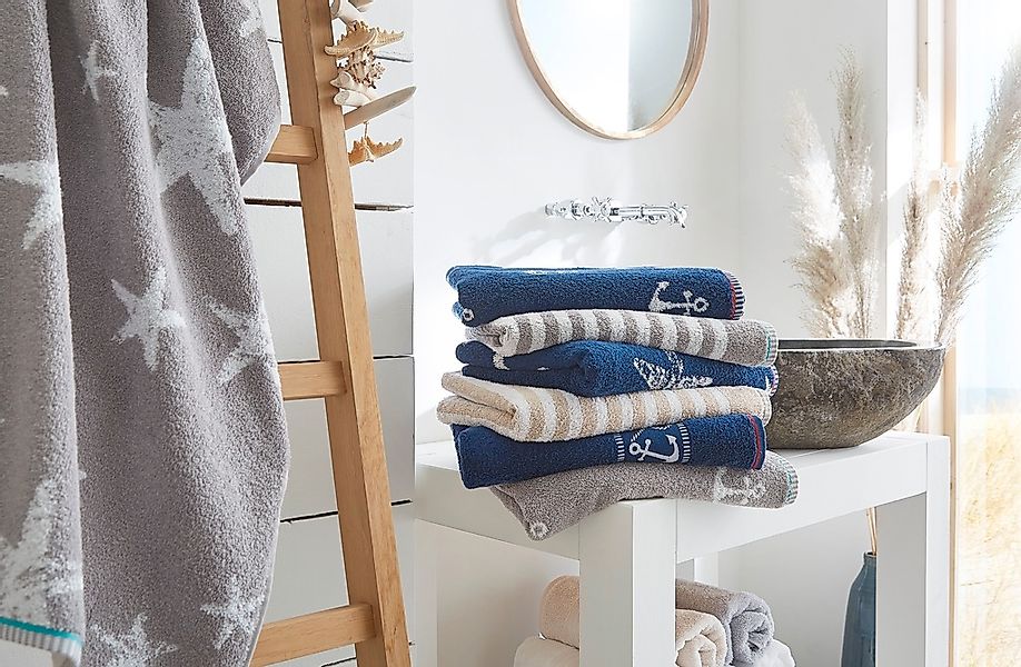 Dyckhoff Handtuch Set "Maritim, Block Stripe" Set 3 Stk. Frottier 2 Handtüc günstig online kaufen