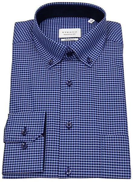 Eterna Karohemd Modern Fit leicht tailliert bügelfrei Button-Down-Kragen günstig online kaufen