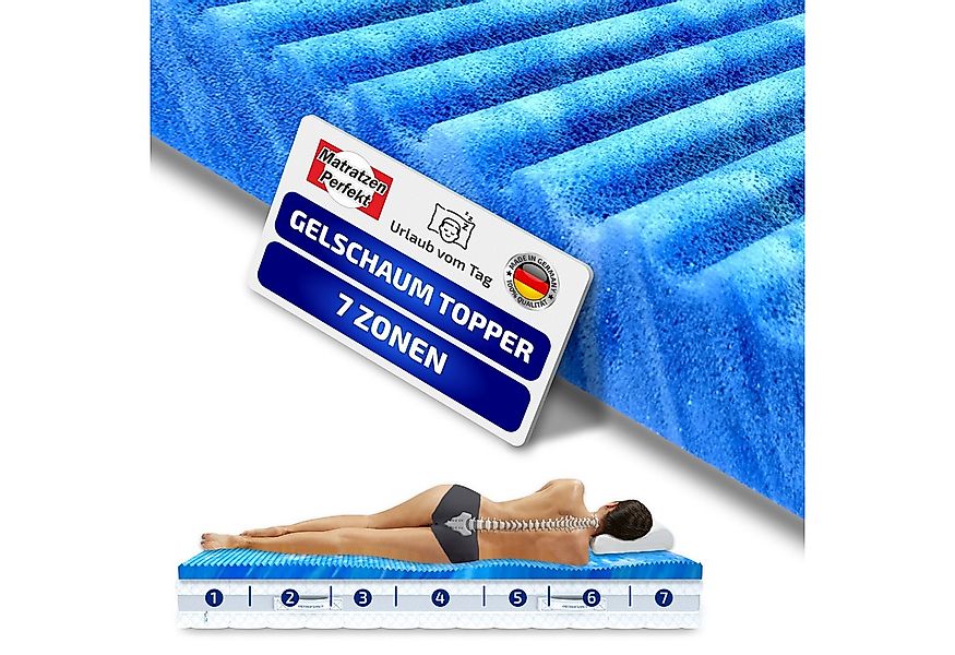 Matratzen Perfekt, Topper 8 cm Hoher Gel Schaumtopper mit 7 Zonen 55 kg/m³ günstig online kaufen