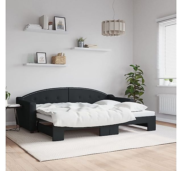 vidaXL Bett, Tagesbett Ausziehbar Schwarz 80x200 cm Stoff günstig online kaufen