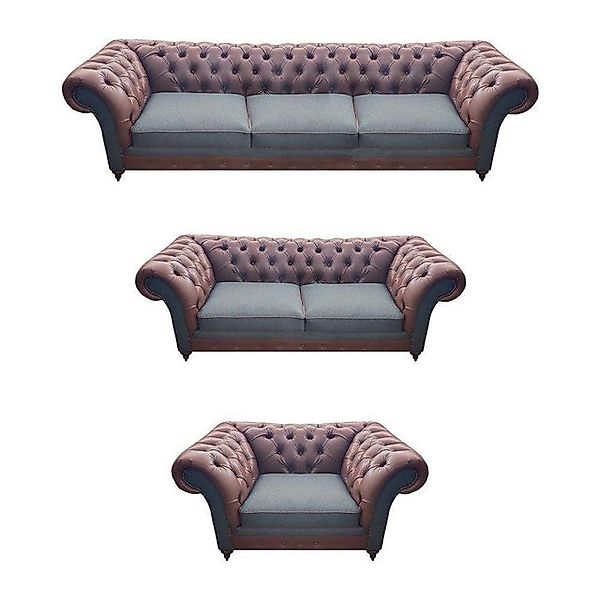 JVmoebel Chesterfield-Sofa Designer Sofas Couchen Komplett 3tlg Wohnzimmer günstig online kaufen