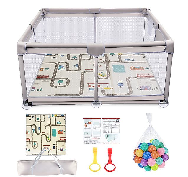 ElitVita Laufgitter Laufstall Baby, 300D Oxford Stoff, mit Faltbar Spielmat günstig online kaufen