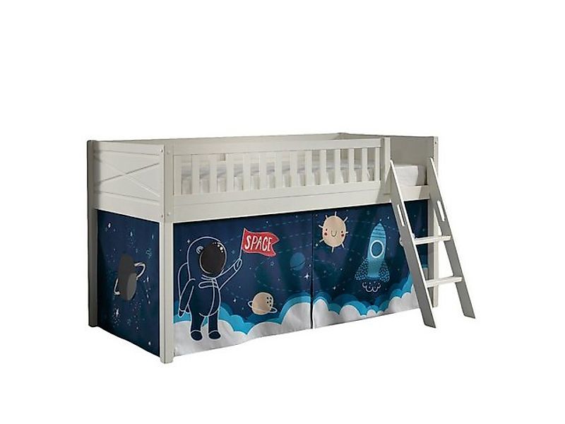 58 aufm Kessel Kinderbett Kinderbett Karyl 208x114x135 Massivholz Weiß Text günstig online kaufen