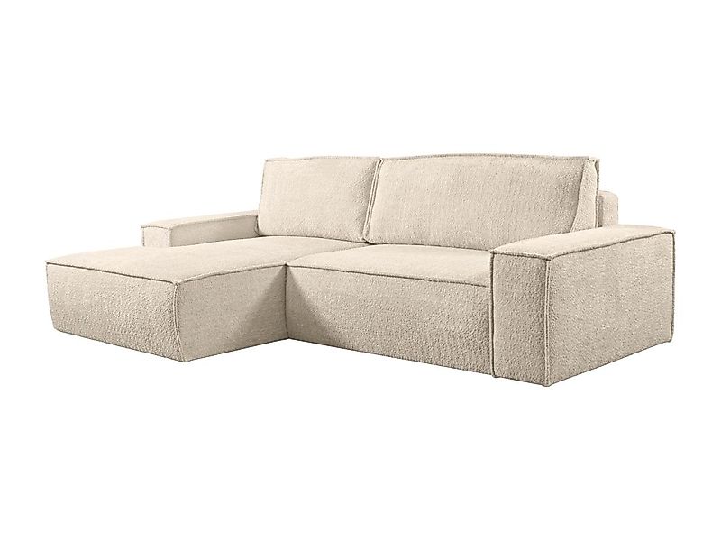 Ecksofa mit Schlaffunktion - Bouclé-Stoff - Beige - Ecke Links - AMELIA günstig online kaufen