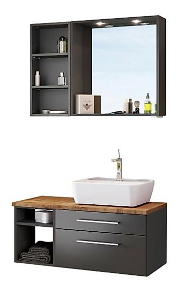 Waschtisch-Set 90 -A- Becken rechts Davos von Held Möbel Grau günstig online kaufen