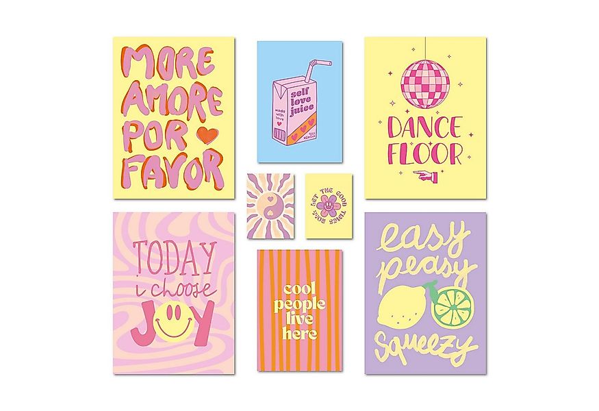 ARTFAVES Bilder-Collage Poster Set - Fancy Dopamine Art - Deko Wandbilder d günstig online kaufen