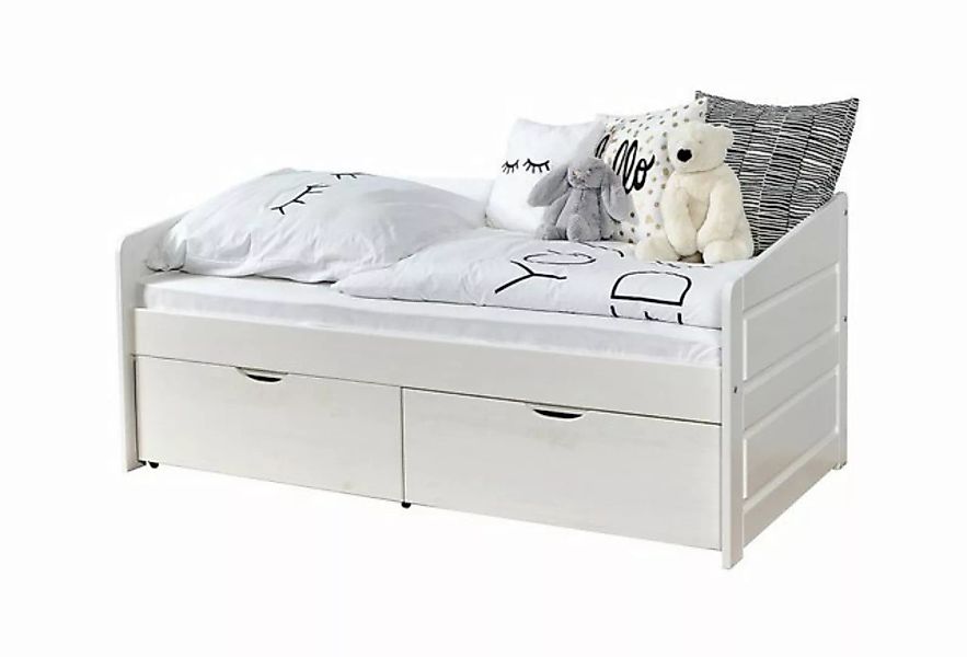 Ticaa Funktionsbett Sofabett MINI Micki 80x160 Buche Weiß Komplett Set günstig online kaufen