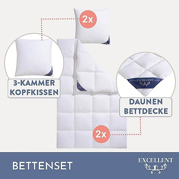 Excellent Daunenbettdecke + 3-Kammer-Kopfkissen Bettdecken-Set Zürich, günstig online kaufen