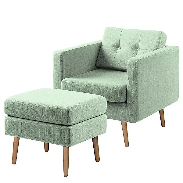 home24 Mørteens Sessel Croom V Mint Webstoff mit Hocker 77x84x81 cm (BxHxT) günstig online kaufen