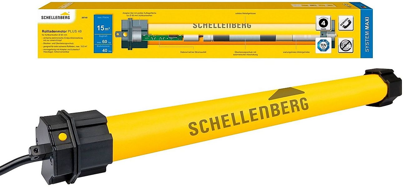 SCHELLENBERG Rollladenmotor Plus, Rohrmotor mit elektronischer Endlageneins günstig online kaufen