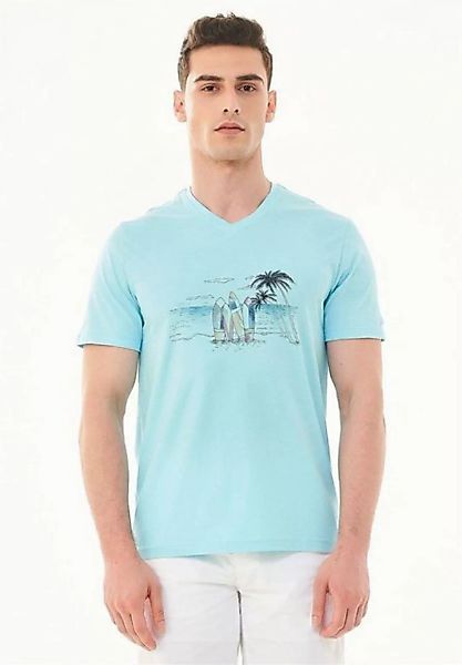 ORGANICATION T-Shirt Men's Printed V-neck T-shirt in Mint günstig online kaufen