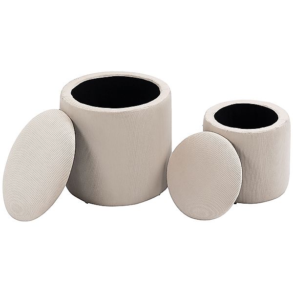 HOMCOM 2er Sitzhocker Ottomane mit Stauraum Fußhocker Aufbewahrungsbox Deck günstig online kaufen