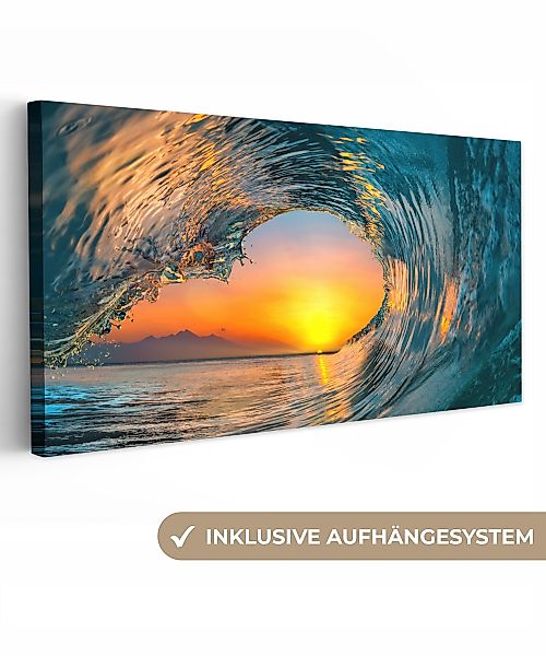 OneMillionCanvasses® Leinwandbild Panorama Sonnenuntergang - Wasser günstig online kaufen