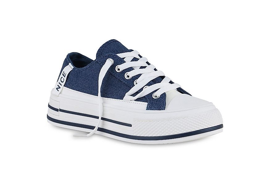 VAN HILL 840989 Sneaker Damen Sneaker Low Schnürer Prints Wedges Stoff günstig online kaufen