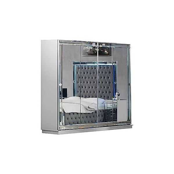 JVmoebel Kleiderschrank Grauer Schlafzimmer Glasschrank Spiegeltüren Modern günstig online kaufen