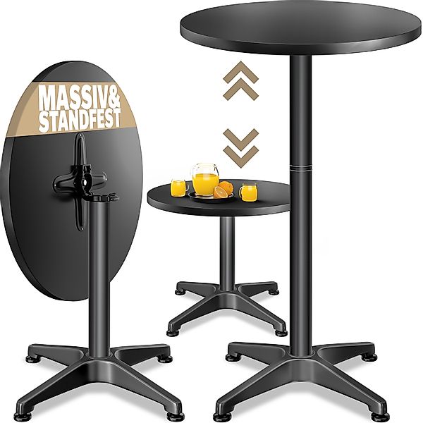 Stehtisch Ø60cm höhenverstellbar 70/115cm klappbar Alu Schwarz günstig online kaufen