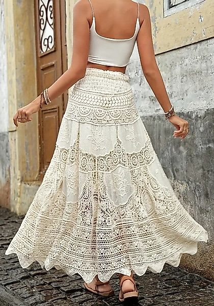 Lovolotti Sommerrock Damen Boho Maxirock Häkelspitze günstig online kaufen