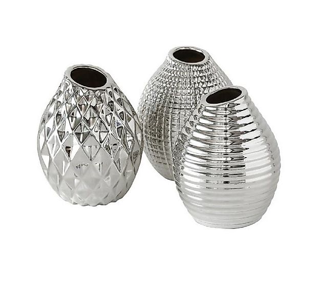 BOLTZE GRUPPE GmbH Tischvase Vase Celly Keramik silber lasiert H.13 cm 3er günstig online kaufen