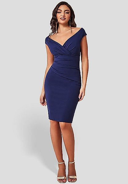 Goddiva Midikleid Bardot Pleated Midi Dress Knielanges Kleid günstig online kaufen