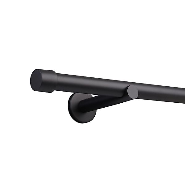 Deco-Raum Gardinenstange nach Maß 1-Lauf Kappe Ø 25mm Schwarz 420cm günstig online kaufen