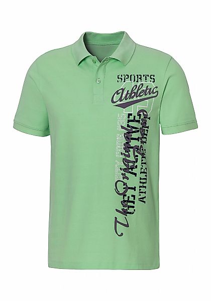 John Devin Poloshirt, mit großem Druck vorn aus Baumwoll-Piqué günstig online kaufen