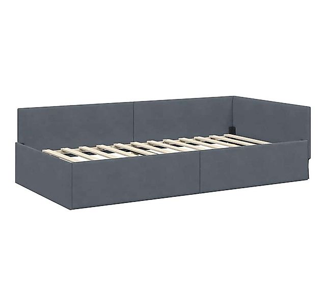 vidaXL Bett Eckbettgestell mit Kopfteil Dunkelgrau 90 cm x 190 cm Stoff (1- günstig online kaufen
