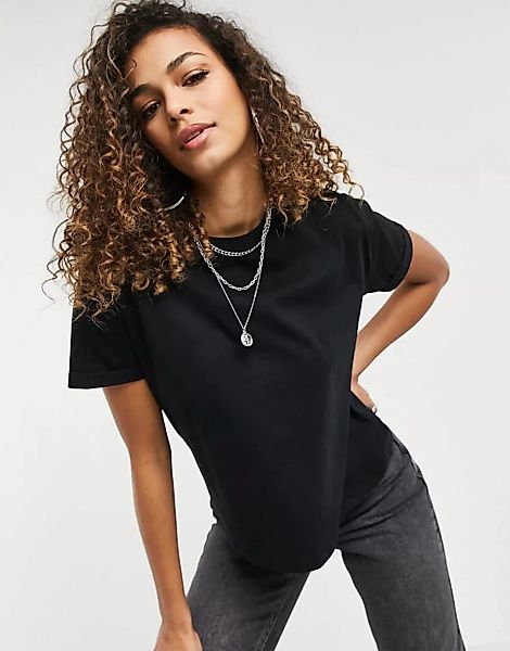 New Look – Kastiges T-Shirt in Schwarz günstig online kaufen