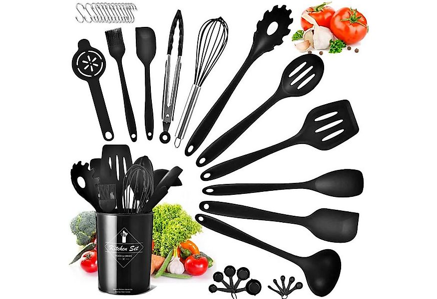 HEYHIPPO Küchenorganizer-Set Silikon Küchenutensilien Set 32-tlg.hitzebestä günstig online kaufen