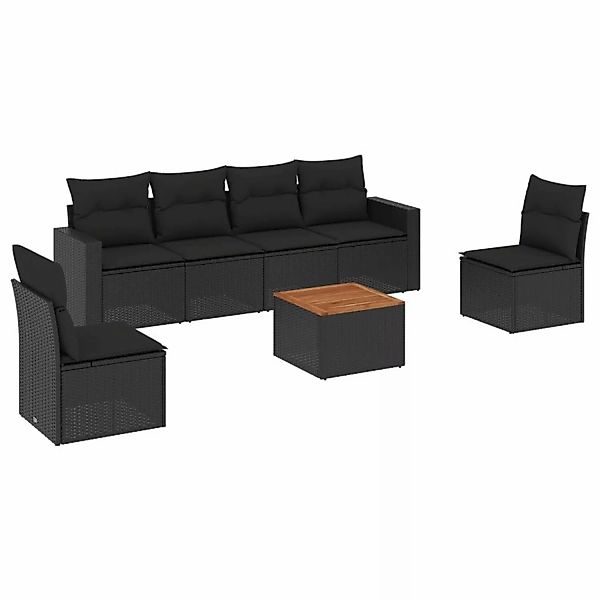 vidaXL 7-tlg Garten-Sofagarnitur mit Kissen Schwarz Poly Rattan Modell 114 günstig online kaufen