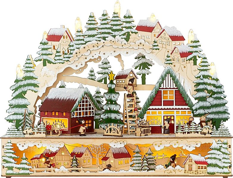 SIKORA Schwibbogen LB98 farbenfrohes Holz Dekoobjekt mit LED Beleuchtung fü günstig online kaufen