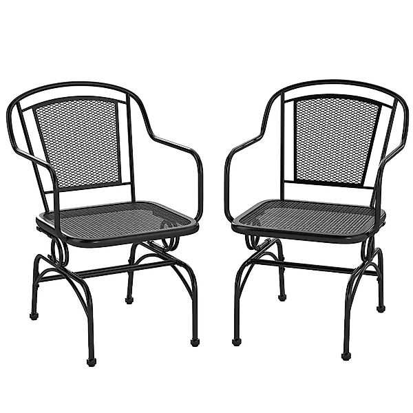 Costway 2er Set Gartenstühle Metall mit Sanfter Schaukelbewegung günstig online kaufen
