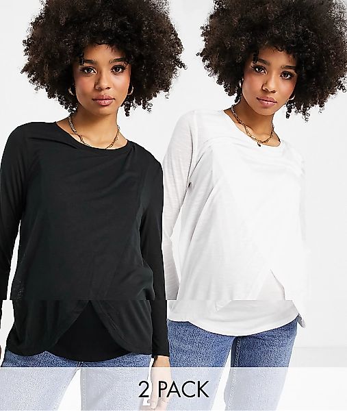 New Look Maternity – Langärmlige Still-Shirts im Wickel-Design in verschied günstig online kaufen