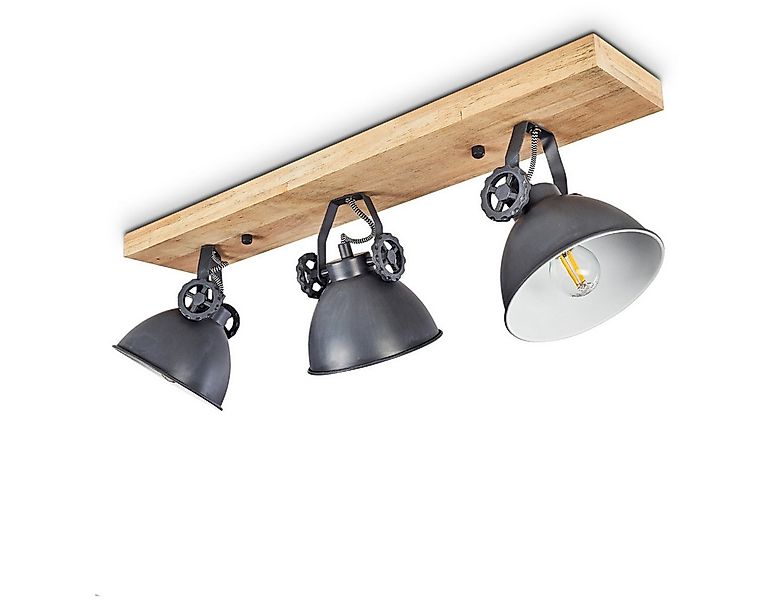 hofstein Deckenleuchte »Mot« Deckenlampe aus Metall/Holz in Blau-Grau/Natur günstig online kaufen