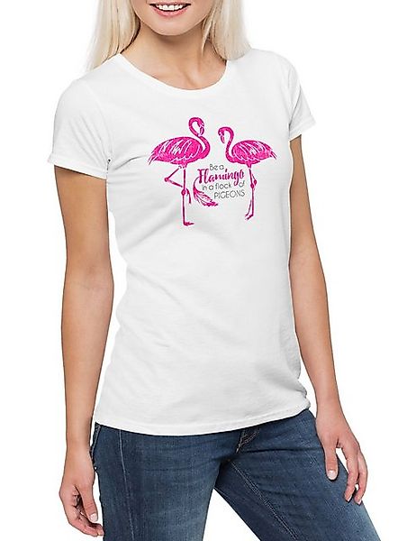 Urban Backwoods Print-Shirt Be A Flamingo Damen T-Shirt Unicorn Vogel Einho günstig online kaufen