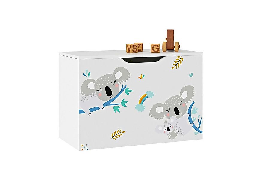 en.casa Spielzeugtruhe, »Oleiros« Koala-Motiv 40 x 60 x 30 cm Weiß/Blau/Gra günstig online kaufen