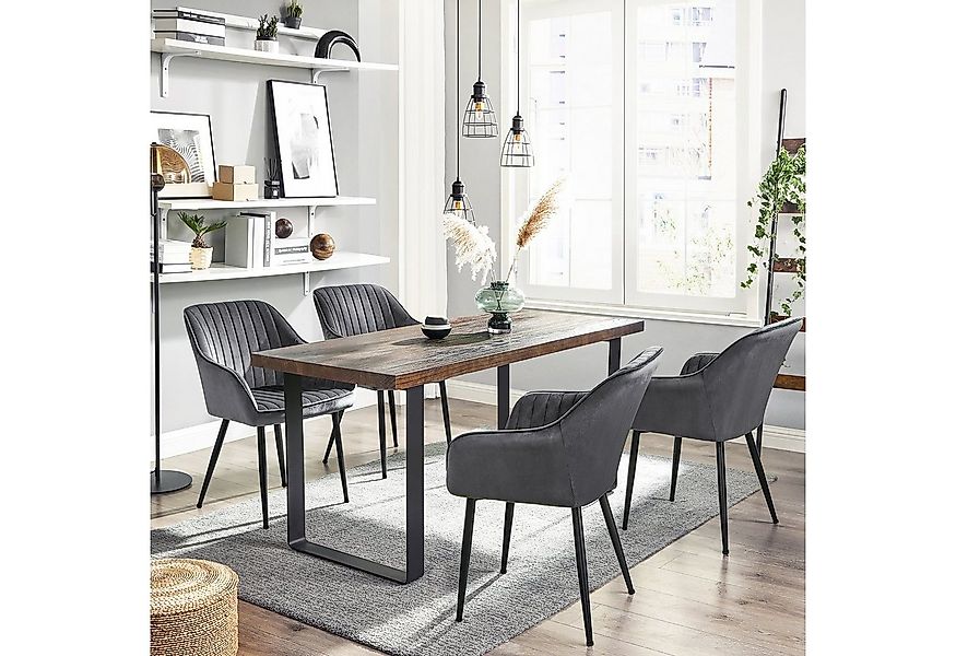 SONGMICS Esszimmerstuhl (1 St), Polsterstuhl mit Metallbeine, Samt, für Sch günstig online kaufen