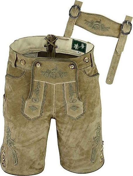 Fuente Leather Wears Trachtenhose Traditionelle Lederhose, Kurz, Grau günstig online kaufen