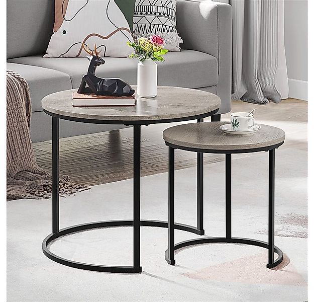 Yaheetech Couchtisch, 2er Set Beistelltisch Sofatisch mit Runder Tischplatt günstig online kaufen