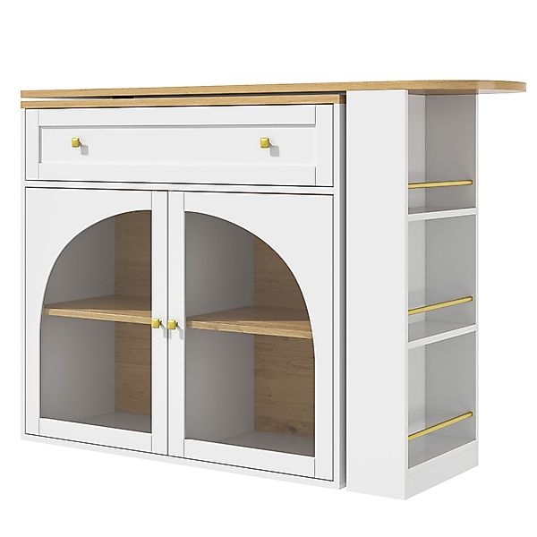 Ausziehbarer Bartisch mit Stauraum, 360° drehbare Essbar mit dreistufigem S günstig online kaufen