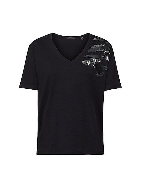 Esprit Collection T-Shirt T-Shirt mit V-Ausschnitt und Pailletten (1-tlg) günstig online kaufen