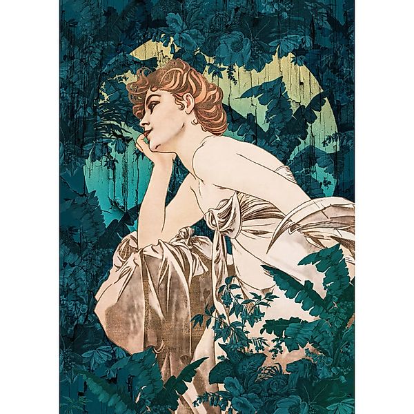 Sanders & Sanders Fototapete Jugendstil Petrolgrün 200 x 280 cm 611827 günstig online kaufen