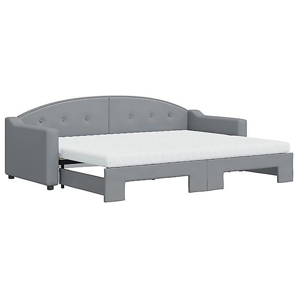 vidaXL Ausziehbett, Tagesbett Ausziehbar mit Matratze Hellgrau 80x200 cm St günstig online kaufen